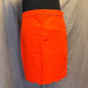 J. Crew Orange Pencil Skirt with Scalloped Hem